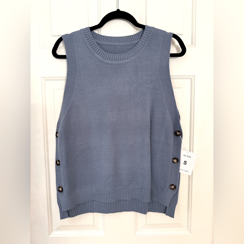 NET BLUE SWEATER VEST-S - Picture 6 of 13